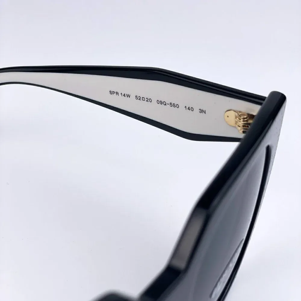 NEW Prada PR14WS 09Q-5S0 Black Talc Gray Cat Eye Oversized Women Sunglasses